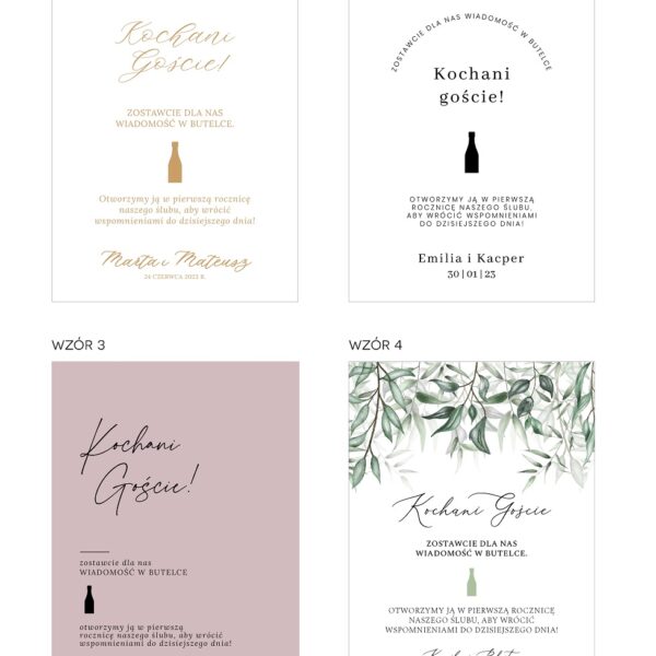 Wzory księgi gości - jedna butelka