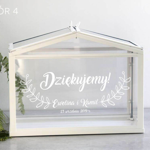 Oryginalna skrzynka na koperty - szklarnia IKEA + naklejka z Waszymi imionami i słowem dziękujemy
