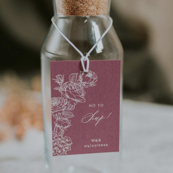 Zawieszka ślubna eustoma w kolorze różowym.