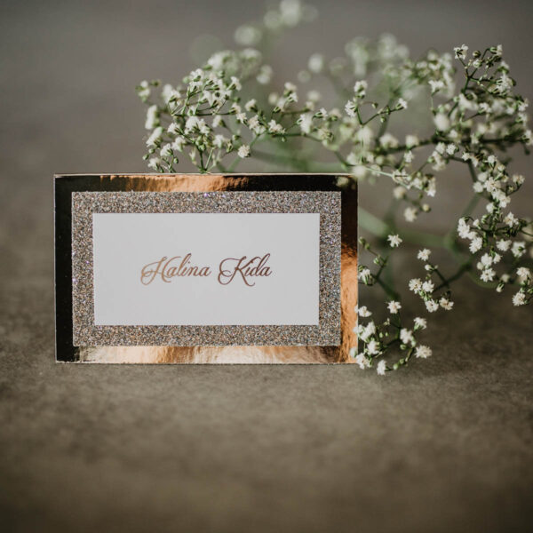Winietki na wesele srebrny folder