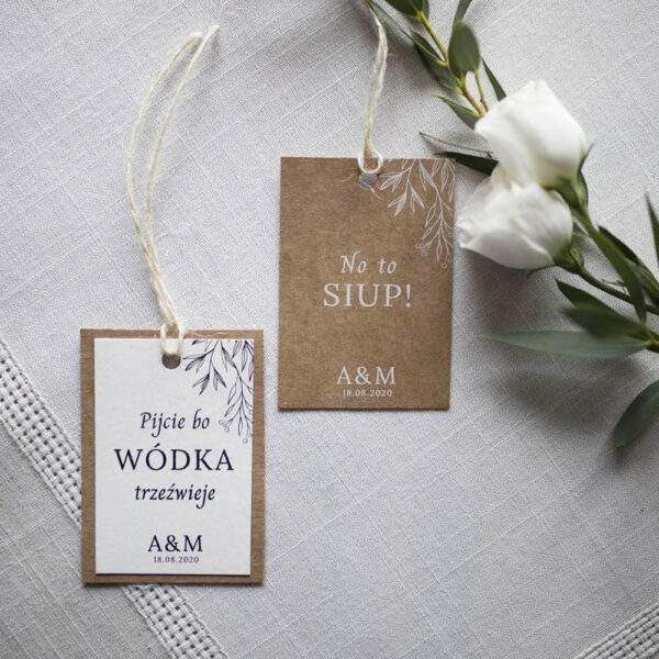 Zawieszki ślubne eco w różnych wersjach z motywem liści