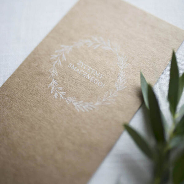 Menu weselne eco z roślinnym zdobieniem