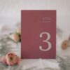 Numery stołów na wesele w kolorze brudny róż