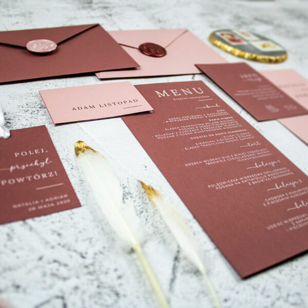 Papeteria ślubna w dwóch odcieniach różu