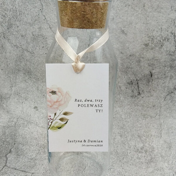 Zawieszki ślubne pastelowa róża z kwiecistym wzorem