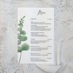 Proste menu ślubne z motywem eukaliptusa