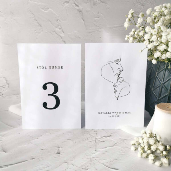 Oryginalna numeracja stołów z zarysem twarzy