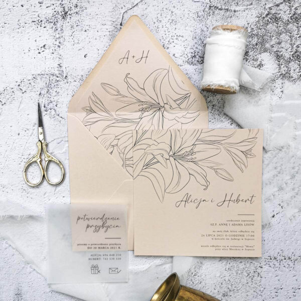 Subtelne zaproszenie z kwiecistym wzorem