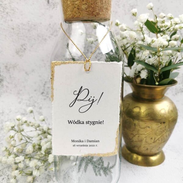 Zawieszka na alkohol ręcznie złocona z rwanymi brzegami