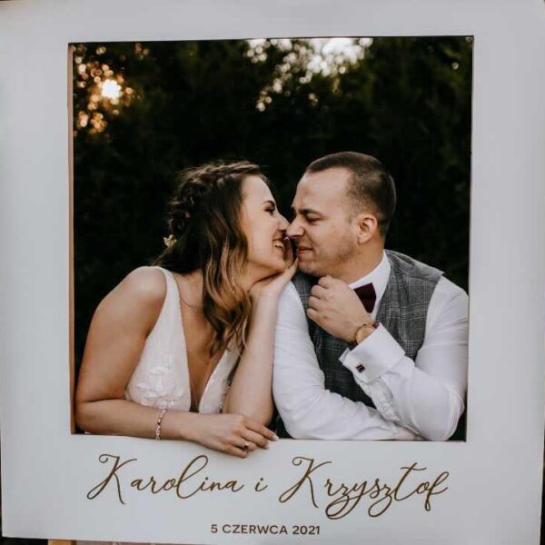 Naklejka na ramkę do zdjęć weselnych, w złotym kolorze