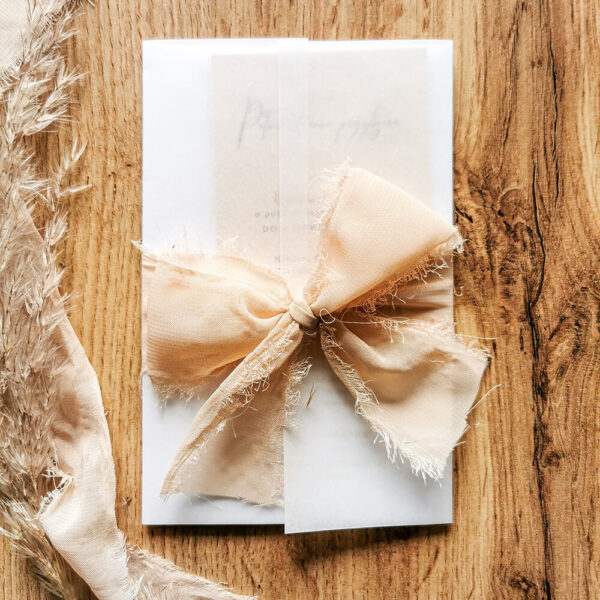 Zaproszenia ślubne Szyfon wstążka