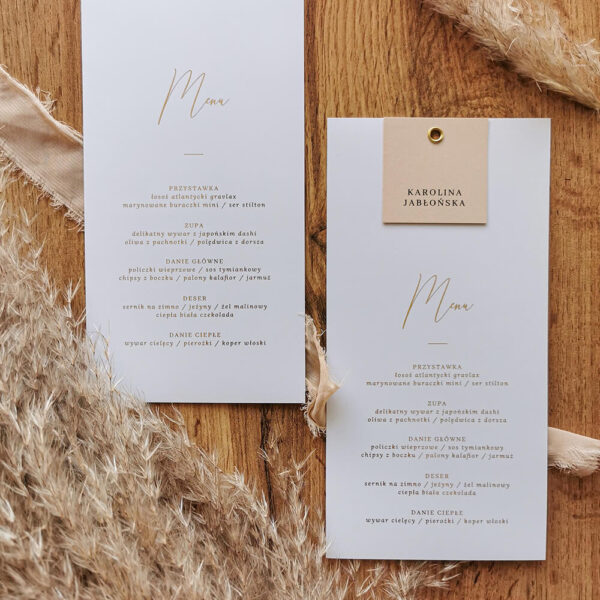 Winietka z menu weselnym - Szyfon - AB for Wedding