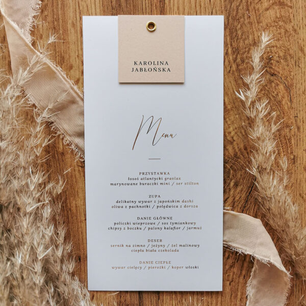 Menu weselne - SZYFON modny wzór 2022