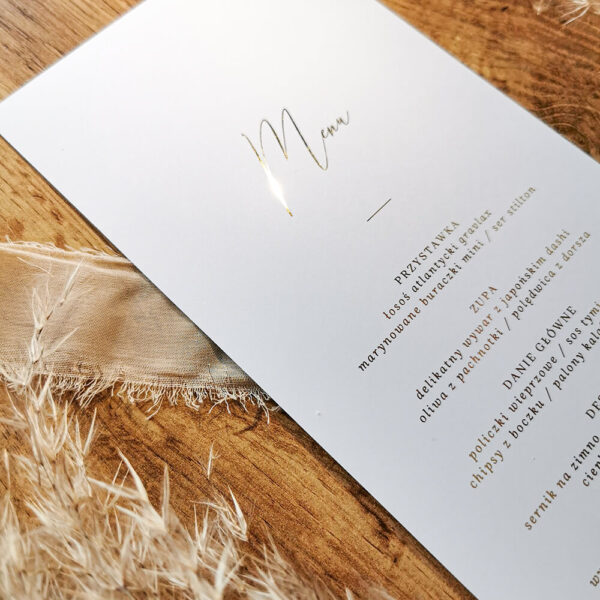 Menu weselne na stół - wzór Szyfon