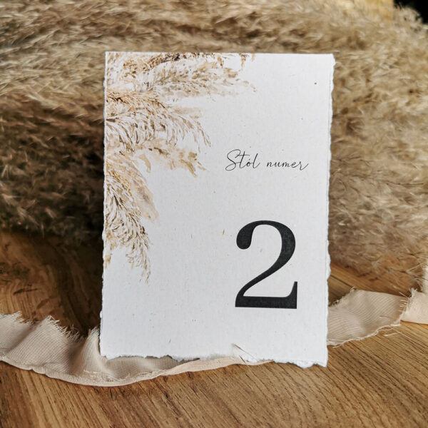 Numer stołu na wesele - wzór "Pampas" - trawa pampasowa