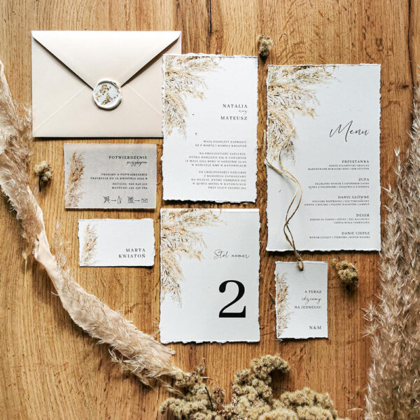 Cała kolekcja zaproszeń i dodatków weselnych 