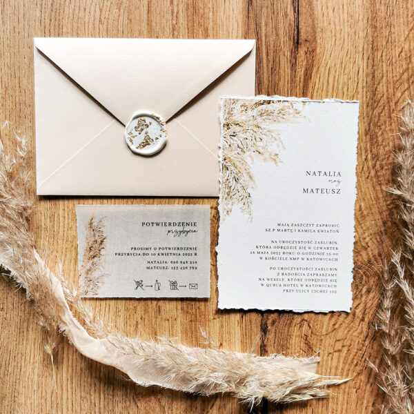 Zaproszenie trawa pampasowa - wzór Pampas