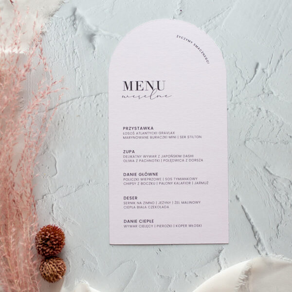 Zaokrąglone menu weselne