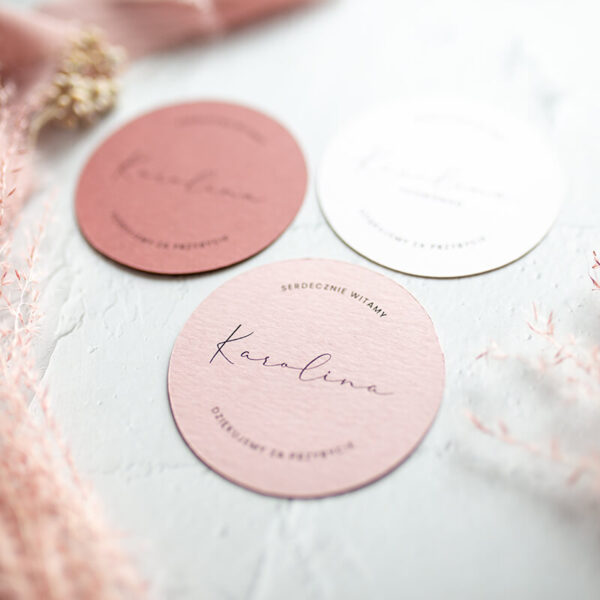 Winietki ślubne w odcieniach różu