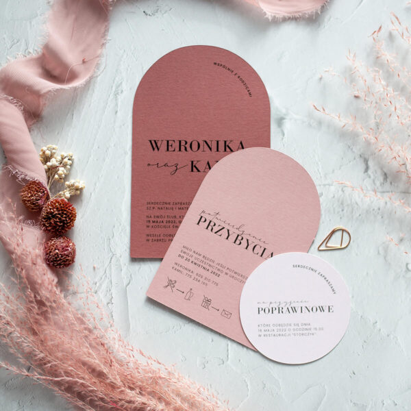 Zaproszenia ślubne, w odcieniach różu