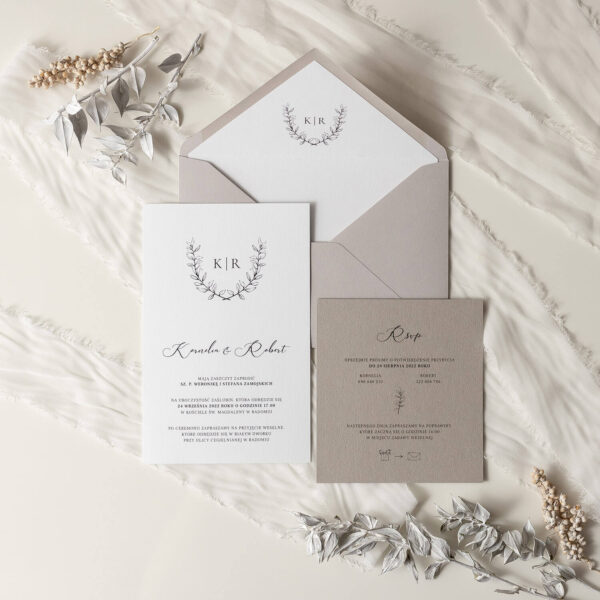 Minimalistyczne zaproszenia ślubne.
