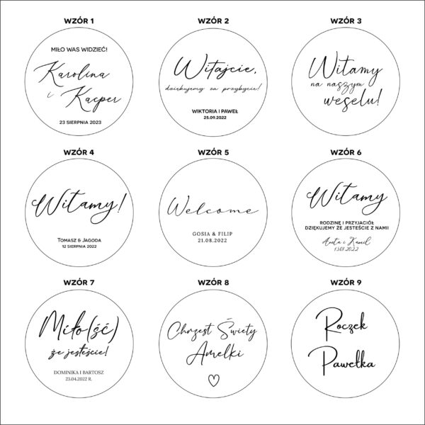 Wzory okrągłe tablice weselne