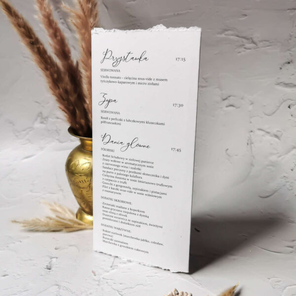 Menu weselne w kolorze beżu