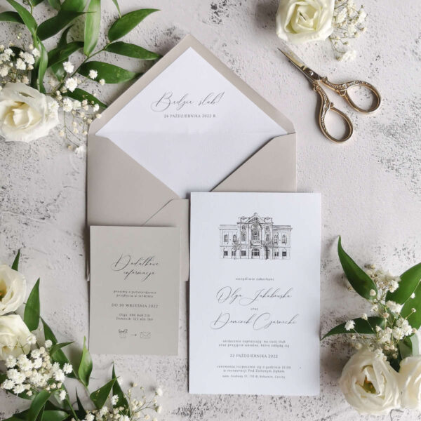 Zaproszenie ślubne pod zielonym dębem.