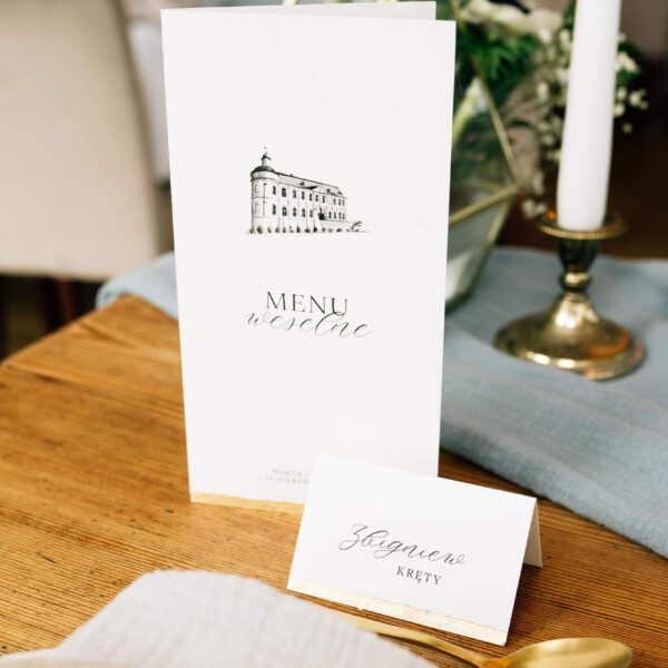 Winetki weselne z motywem zamku