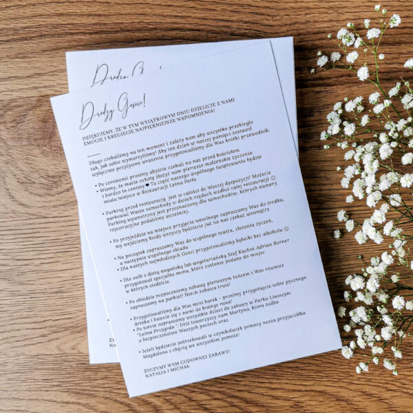 Weselna karta informacyjna.