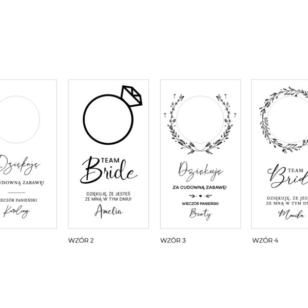 Wzór na podziękowania na wieczór panieński z okrągłą pomadką.