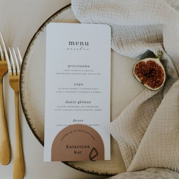 Menu weselne z winietką buttermilk.