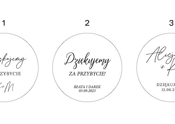 Wzornik naklejek z podziękowaniem dla gości
