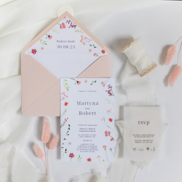 Zaproszenie na ślub - polne kwiaty