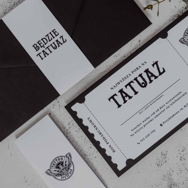 Bon na tatuaż w kształcie biletu