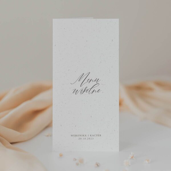 Białe menu ze zdobieniami, minimalistyczne