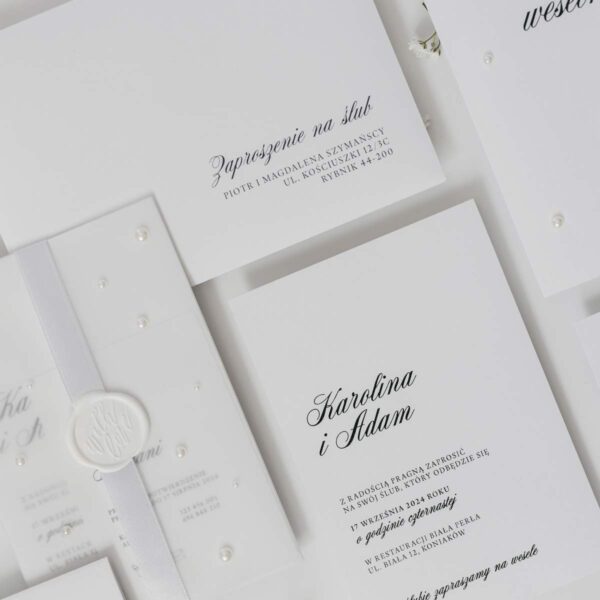Zaproszenia ślubne z perłowymi dodatlkami