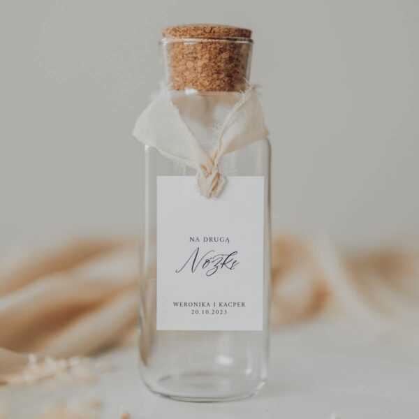 Weselna zawieszka na butelkę Boho z wstążką