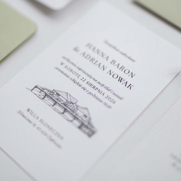 Zaproszenie weselne białe - Willa Słoneczna