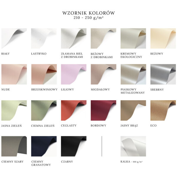 Wzornik kolorów 210 - 250 g / m2