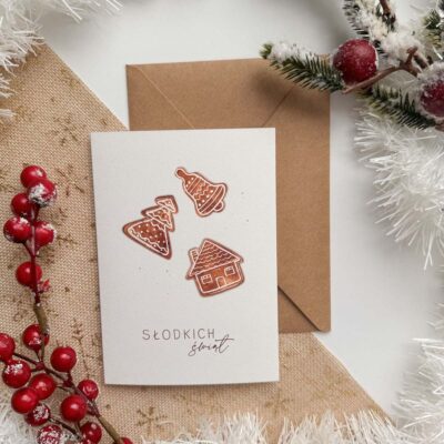 Świąteczna kartka z piernikami – świąteczne życzenia firmowe