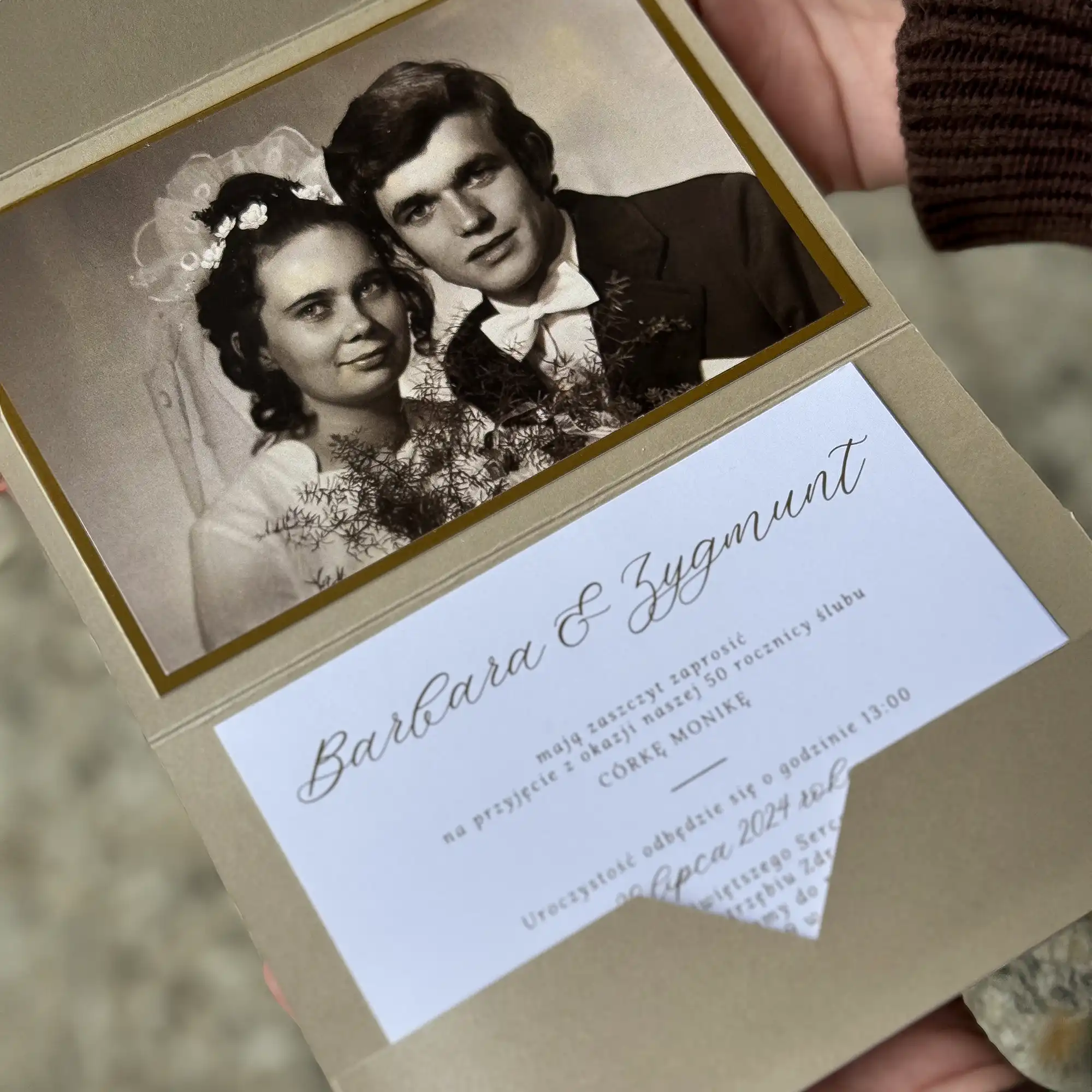 Zaproszenie na ślub w stylu retro z personalizowanym zdjęciem