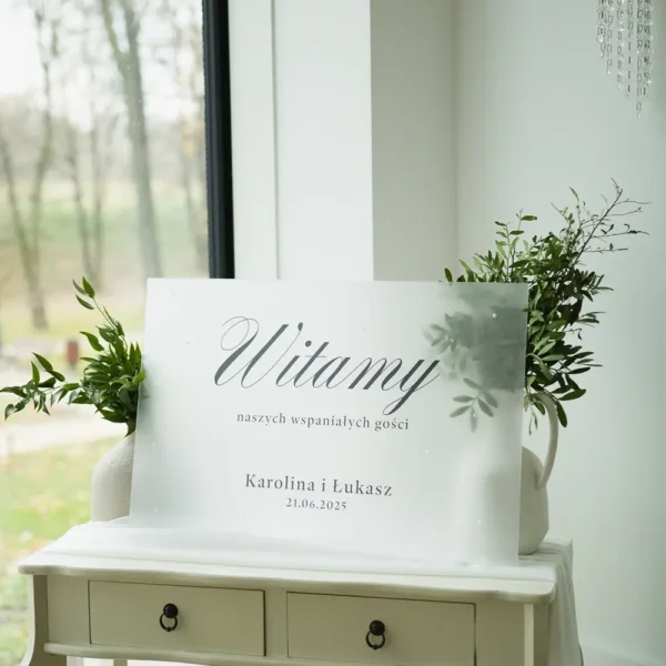 Mrożona tablica powitalna z perłami