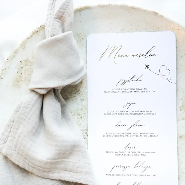 Menu z motywem podróży do położenia na talerzyk