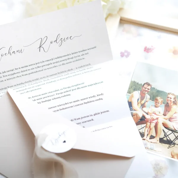 List dla rodziców na podziękowanie na wesele