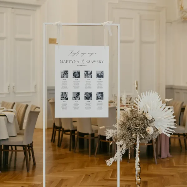 Plan stołów z usadzeniem gości na sali weselnej