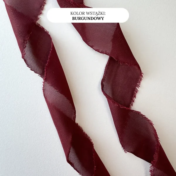 wstążka szyfonowa szarpana burgundowa