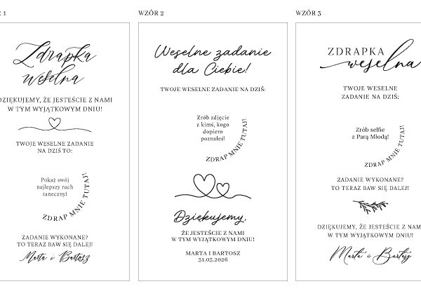 Alternative view of Zdrapki weselne - zadania dla gości weselnych