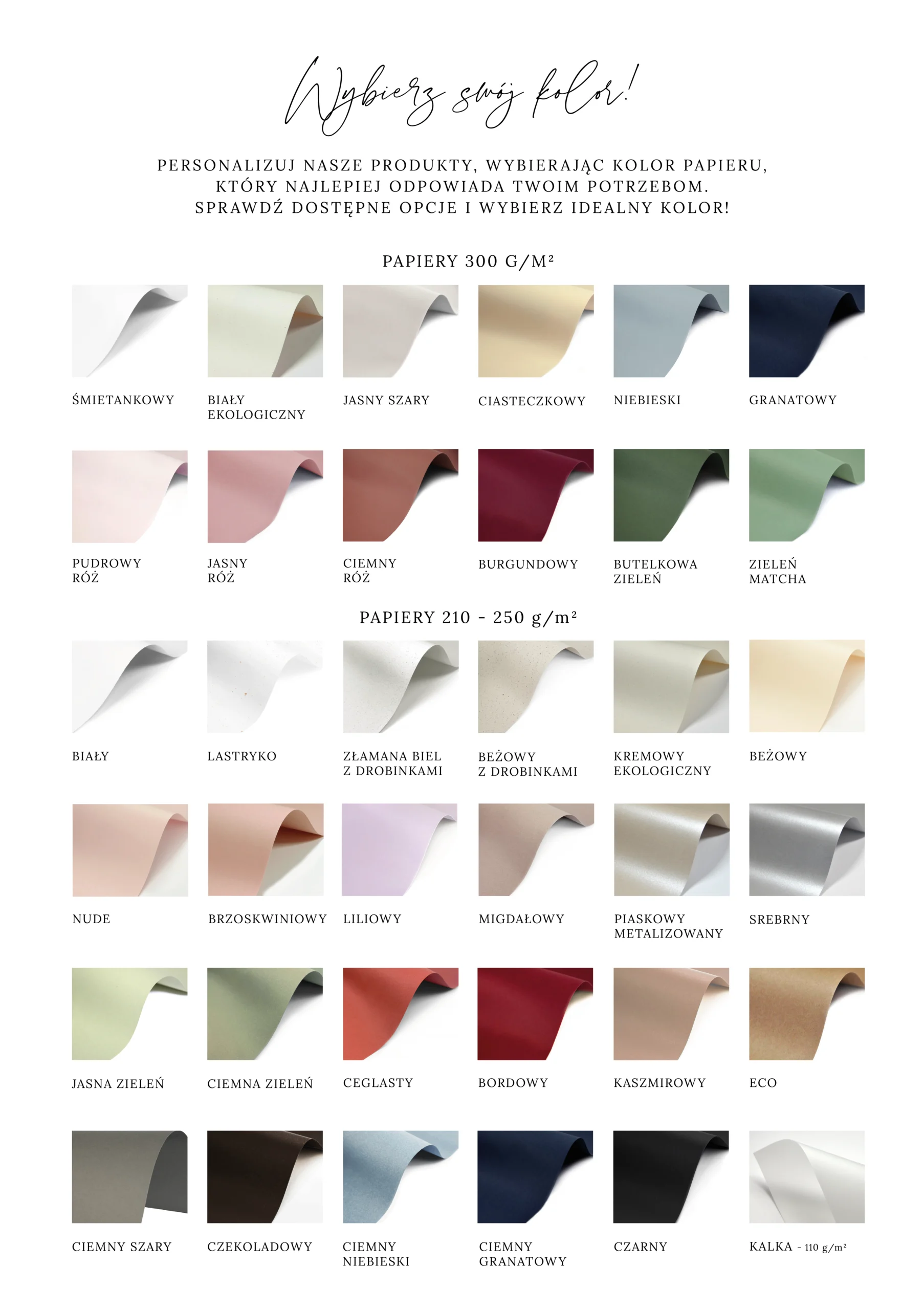 Wzornik papierów do zaproszeń