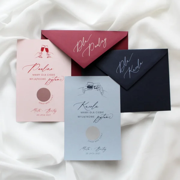 prośba o świadkowanie zdrapka w dwóch wariantach kolorystycznych dla niej i dla niego